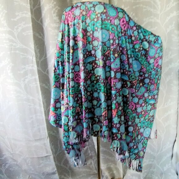 Colorful House Women Hippie Poncho Adult 60s Cosplay Costume - Picture 4 of 6